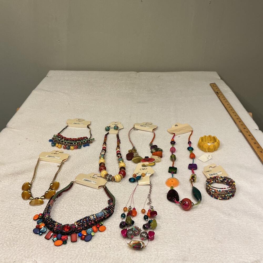 Mixed Jewelry Lot Necklace Earrings Stones N Wood Beads Silver Accents. NWT3491